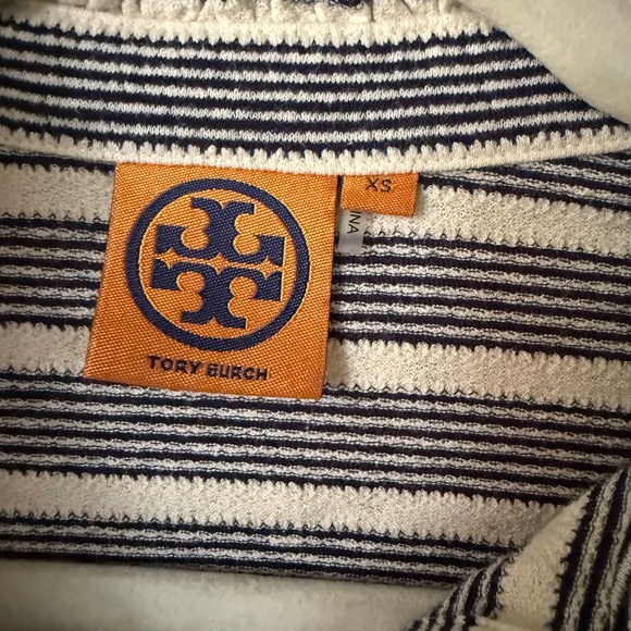 Tory Burch Stylish Striped Lidia Lace Polo Shirt, size XS - Picture 6 of 9